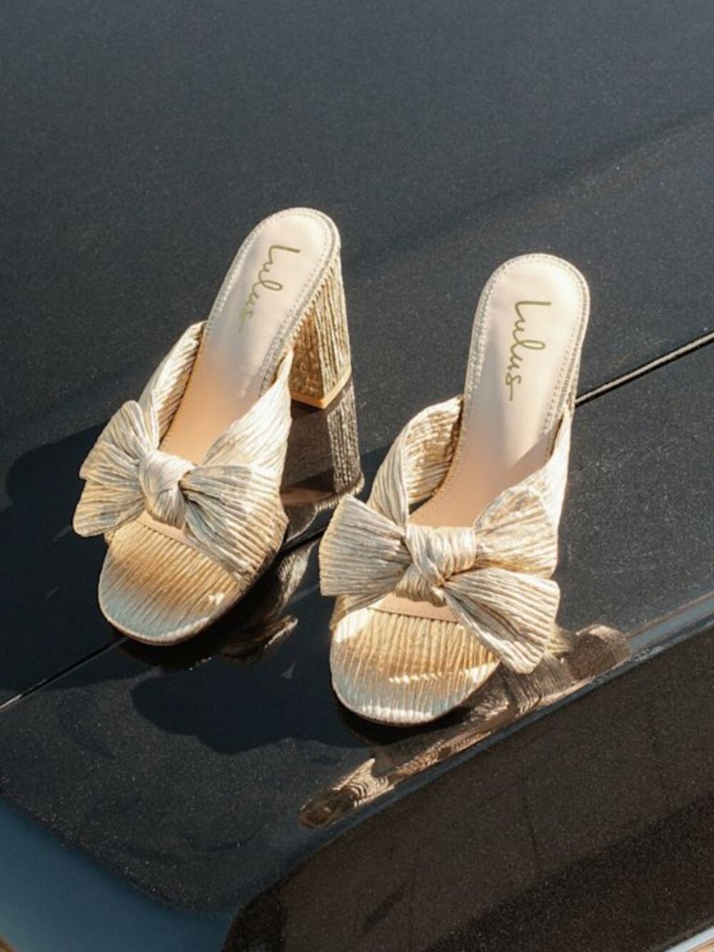 Lulus Dorothea Gold Knotted High Heel Sandals - Size 6